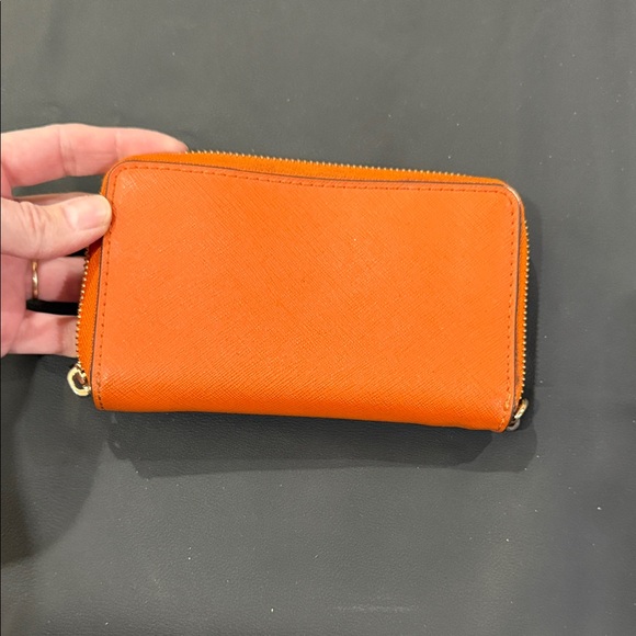Michael Kors Orange Saffiano Zip Wallet with Gold Plaque - Picture 5 of 12